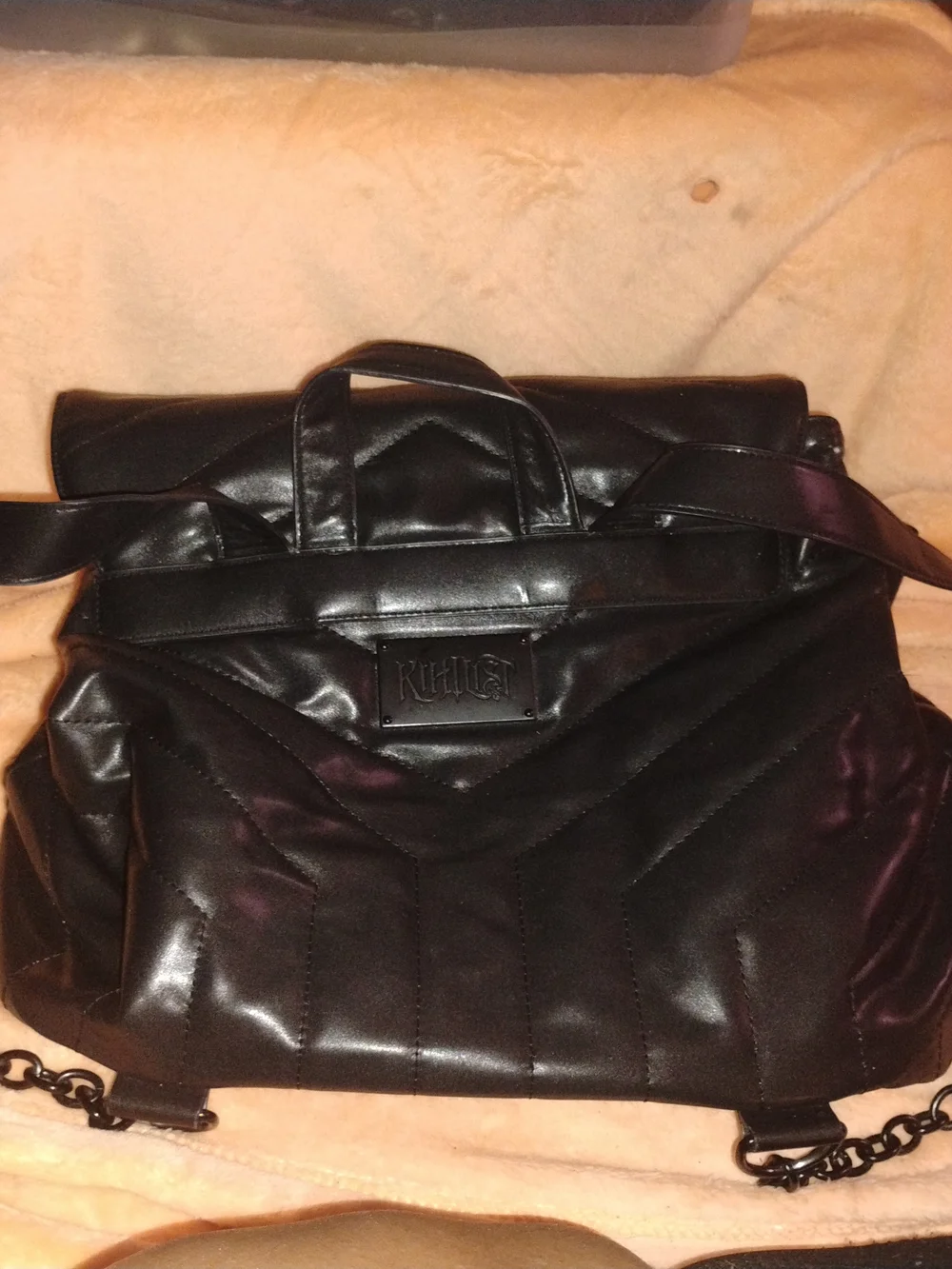KIHLIST Black Quilted Bag - Black Vegan Leather.